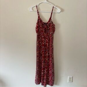 Angie Burgundy Paisley Romper Jumpsuit with Adjustable Straps